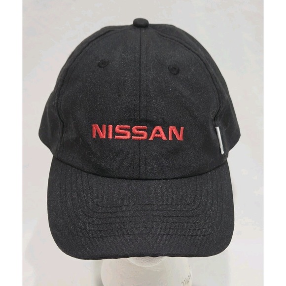Nissan Baseball Cap Hat Mens OSFM Black Excellent Recycled Logo Embroidered